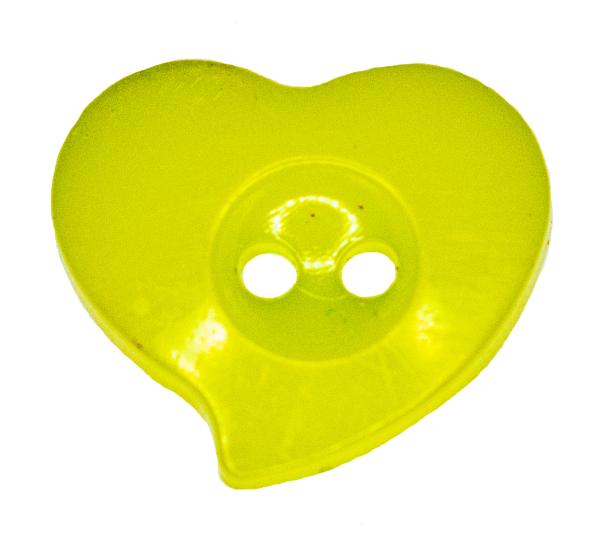 Botón infantil como corazon de plástico en color verde 13 mm 0,51 inch